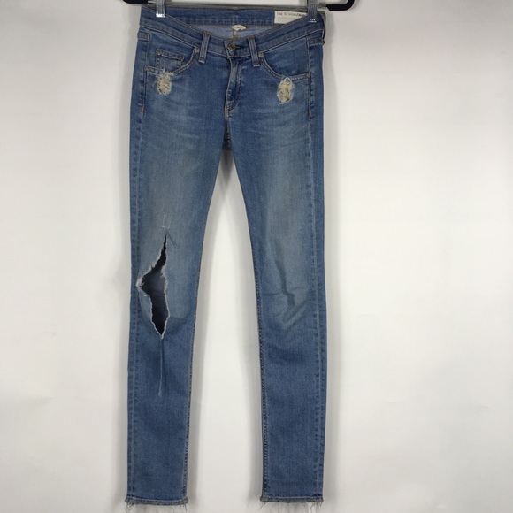 Rag & Bone Jeans Frayed Hem Distressed Skinny - Picture 8 of 8